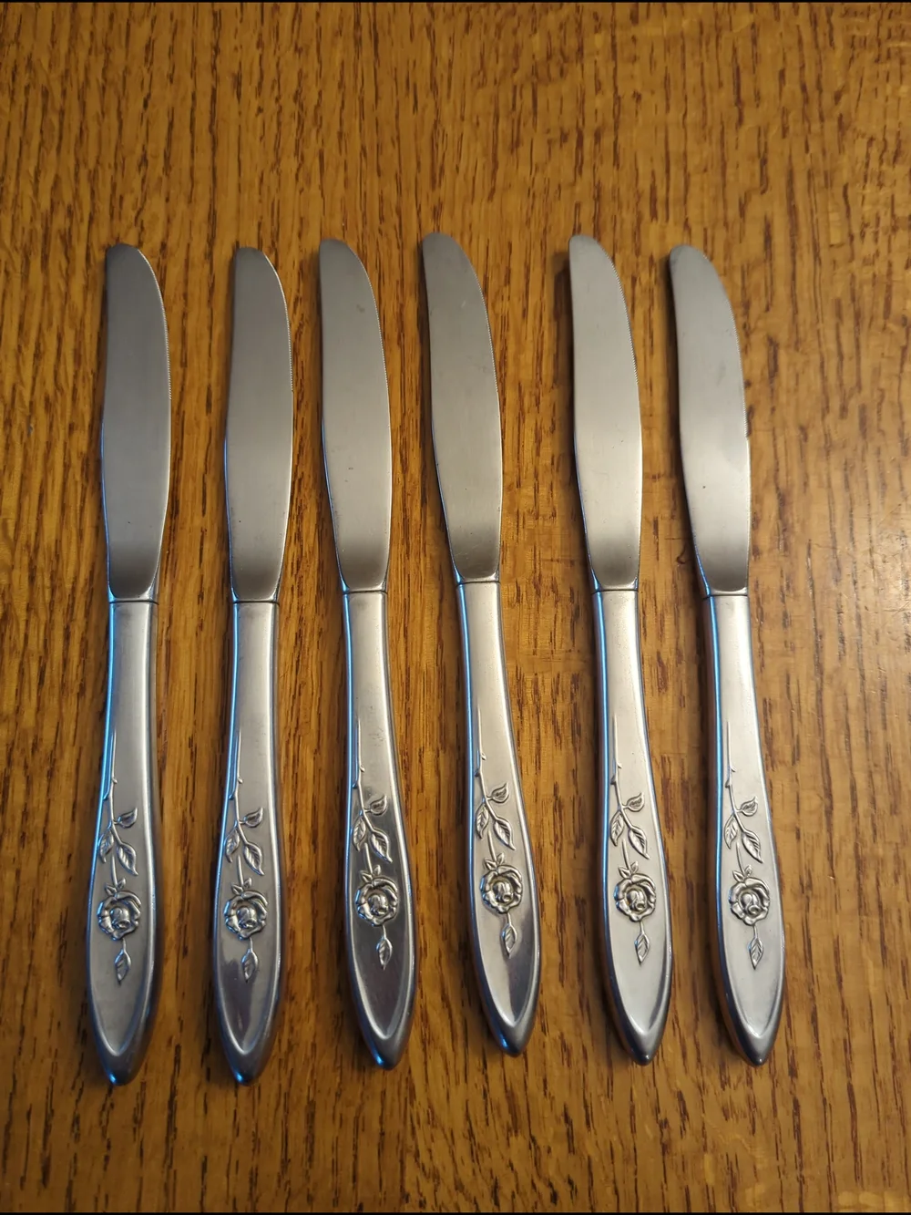 6 Knives  │Oneida │ Modern Hollow Knife │My Rose Pattern │Stainless